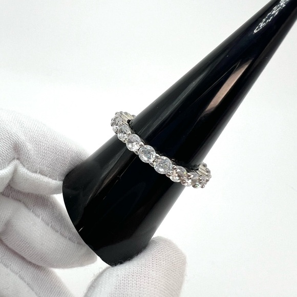 Sterling Round Cubic Zirconia Eternity Ring - Picture 3 of 16